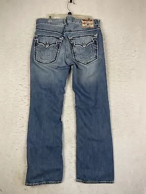 True Religion Ricky Big T Medium Wash Thick Stitch Denim Jeans 36 • $49.99