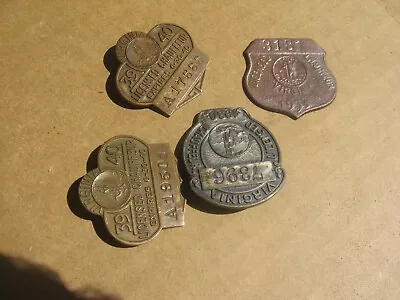 $120 • Buy 4 Virginia Va License Chauffeur Badges 1930 1935  And 2 1939-1940