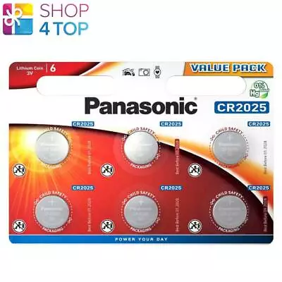 6 Panasonic CR2025 Lithium Power Batteries Coin 3V DL2025 6BL Exp 2030 New • £4.79