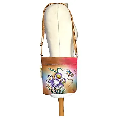 Cross Body Hand Painted Leather Bag Extendable Strap • £29