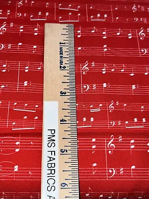 MODA RED Sweet Melodies Music Notes 100% Cotton Fabric By Yard 36x44 21815 22 • $9.95