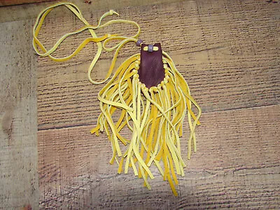 Native American Style Fringed Deerskin Leather Medicine Bag Necklace Pouch • $22.49