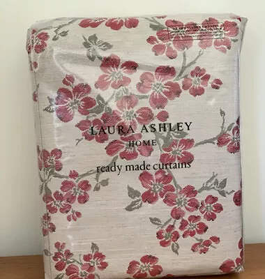 New Laura Ashley Ready Made Curtains Iona Jacquard Cranberry (w)88  X (l)90  • £175