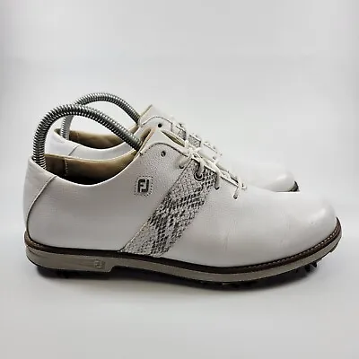 FootJoy DryJoys Premier Womens Golf Shoes Size 8.5 White Snake Leather  • $83.94