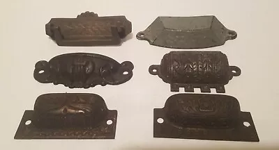 6 Different Antique Cast Iron Brass Victorian Drawer Bin Pulls 1880’s • $99