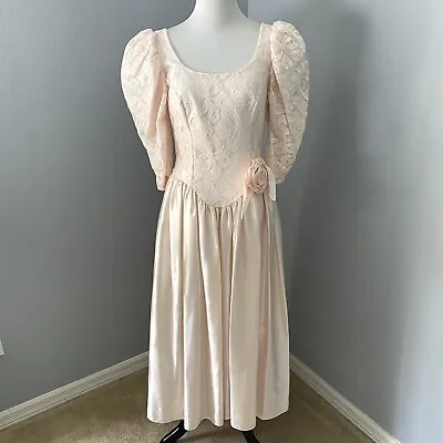 Dance Allure By Alfred Angelo Vintage 80s PINK Prom Bridesmaid Dress Size S/M? • $69.99