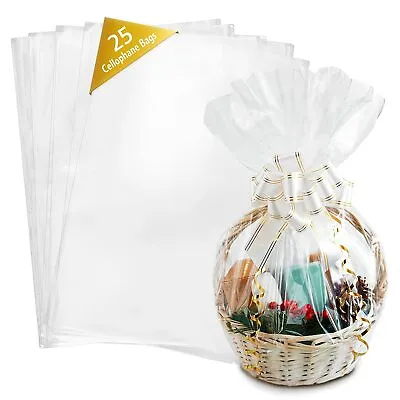 £13.49 • Buy 25 Large Clear Cellophane Hamper Bags (100x70cm) Party Gift Wrapping & Crafts