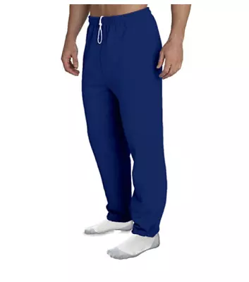 New Mens Gildan Closed Bottom Navy Blue Pocket Sweats Pants Size S M L XL  • $25