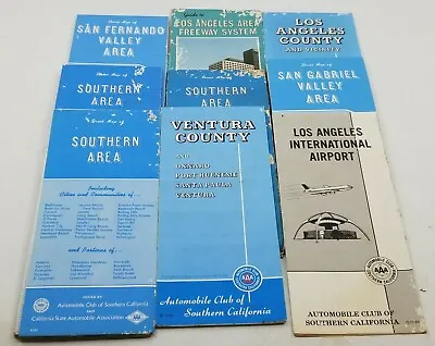 Vintage California Street Map Lot (9) Los Angeles San Gabriel Ventura County   • $50