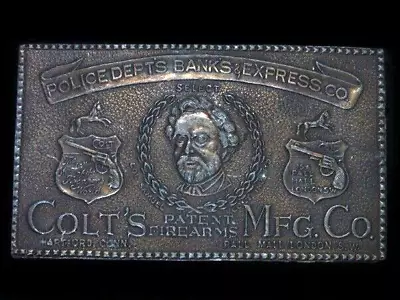 TF05124 VINTAGE 1970s **COLT'S PATENT FIREARMS MFG. CO.** BELT BUCKLE • $30