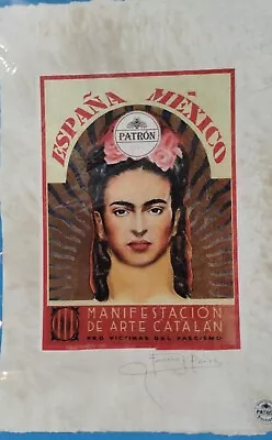 Frida Kahlo Tequila Patron Series Ltd Editin 22'x 15'x Signed Fairchild Paris • $145