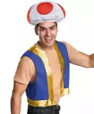 Toad Super Mario Brothers Mushroom Hat Vest Halloween Adult Costume Accessory • $39.85
