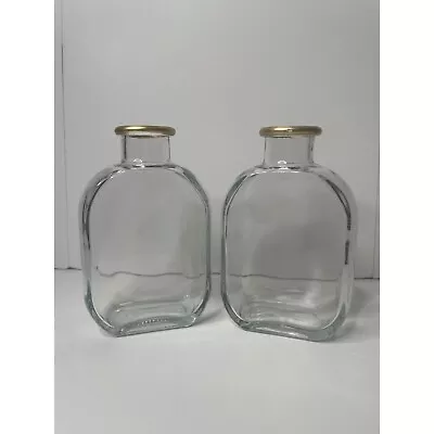 Vintage Oval Glass Bottle With Gold Trim - Medicine Aromatherapy Whiskey 5 1/2 • $19.50