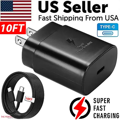 25w Super Fast Charger Type USB-C 10FT Cable For Samsung Galaxy S23 S22 S21 S20 • $8.89