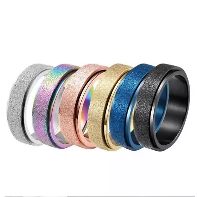 Anxiety Spinner Rings Rotating Fidget Ring Stainless Steel Men Women Glittering • $4.50