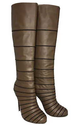 L.A.M.B. Gwen Stefani Over-The-Knee All Leather Boots Women's Size 6M Taupe • $74