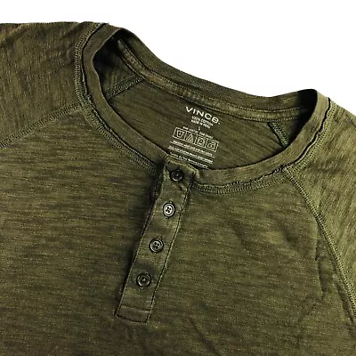 Vince Men's 100% Cotton L/S Henley T-Shirt Green • Large • $27.99