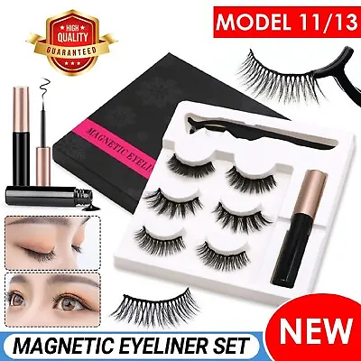 Magnetic Eyelashes Natural False Eye Lashes Extension Liquid Eyeliner Tweezer • $10.99