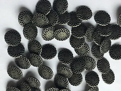 SPECIAL OFFER 50 Silver Pewter Flower Metal 15mm Shank Back Buttons (B117D) • £3