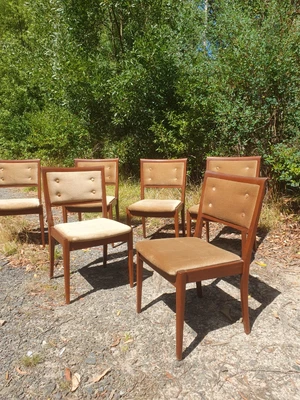 $99 • Buy 6x Vintage Retro Parker Mid Century Modern Dining Chairs Timber Teak