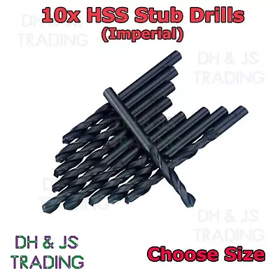 10 HSS Stub Drill Bits Professional Short Stubby Imperial Ground Flute All Sizes • £5.99