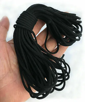 £1.99 • Buy 5 Metre Super Soft Round Elastic String Cord Black 3mm  Ideal For Face Masks 