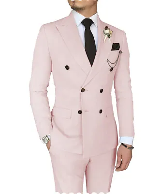 Mens 2 Piece Suit Groom Bestman Formal Wedding Tuxedo Blazer+Pants 42r 44r 46r • $49.99