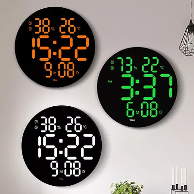$37.09 • Buy Digital Home Large Jumbo LED Wall Desk Clock Calendar Temperature With Remote