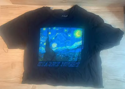 Vincent Van Gogh Starry Night T-Shirt: Cropped Top Size Medium Philcos • $12.99