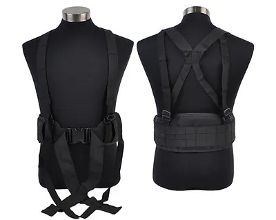 Black MOLLE Heavy Duty Army Tactical Military Security Padded Belt & Suspender • $29.19