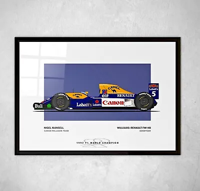Nigel Mansell Signed Print Photo Poster Williams 1992 Framed F1 Formula One 1 • £19.99
