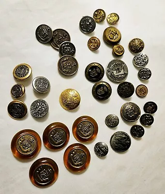 Lot Of 36 Metal Coat Of Arms Buttons Hessian Soldier Ralph Lauren Asst. Sizes • $5.98
