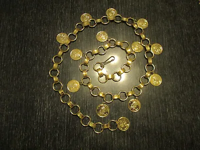 Vintage Retro Necklace Or Belt 13 Gold Tone VN Balboa Faux Coins Medallions 35  • $29.99