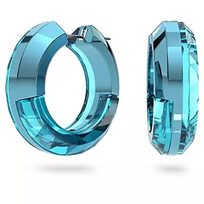 Swarovski Hoop Earrings Fully Cut Blue Crystal With A Subtle Aluminium Fastener • £104.52