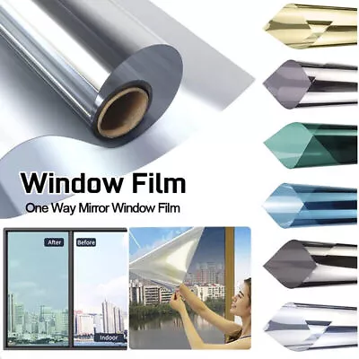 £10.99 • Buy One Way Mirror Window Film Reflective Home Privacy Solar Tint Foil Glass Sticker