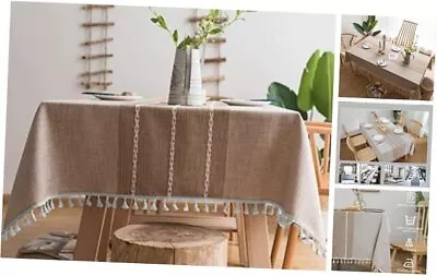  Rustic Lattice Tablecloth Cotton Rectangle 55''x70'' 4-6 Seats Coffee Lines • $41.12