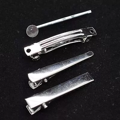 10/20 Silver Hair Clip Crocodile Alligator Tone Prong Barrettes Bobby Bow Blank • £3.19