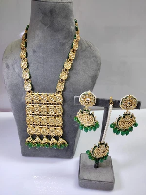 $81.79 • Buy Kundan Gold Plated Long Necklace Set Bollywood Partywear Indian Fashion Jewelry