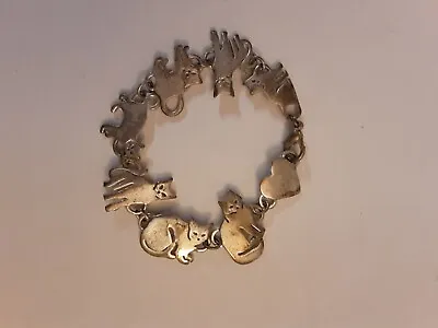 Vintage Silver Tone Kitty Cat Bracelet 7  • $22.99