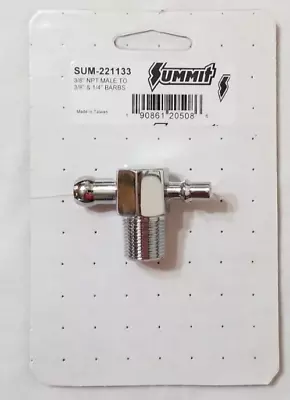 Summit Manifold Vacuum Fitting Tee 3/8  NPT To 3/8  AND 1/4  Barb Hose Barb  T • $11.99