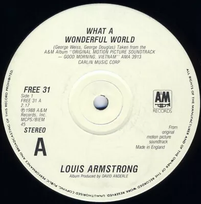 Louis Armstrong - What A Wonderful World (12  Promo) • £19.99