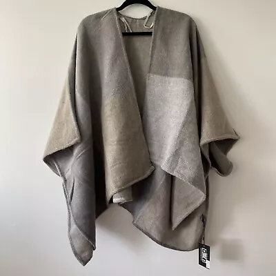 Justin & Taylor Poncho Colorblock Taupe One Size Winter Sweater Kimono • $24.99