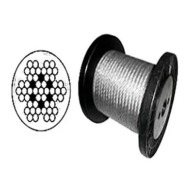 7 X 7 Clear PVC Galvanized Aircraft Cable Wire Rope 1/8  To 3/16   - 250 Ft • $48.85