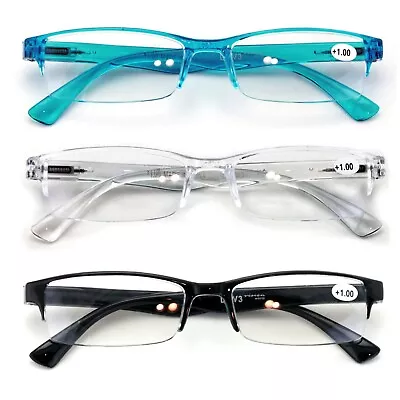 3 Pairs Lightweight Rectangular Unisex Readers Spring Hinge Slim Reading Glasses • $13.95