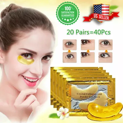 $9.99 • Buy 40 Pcs Gold Crystal Collagen Eye Mask Patch Wrinkle Anti Aging Dark Circle Pads