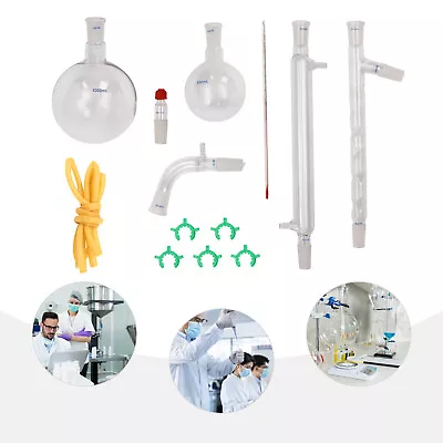 13PCS Lab Chemilcal Unit 24/40 Joints Glass Organic Chemistry Lab Glassware Kit • $62.69