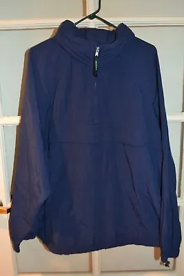 Eddie Bauer Ebtek Dark Blue Front Zip Pullover Hooded Jacket Size XL • $29.99