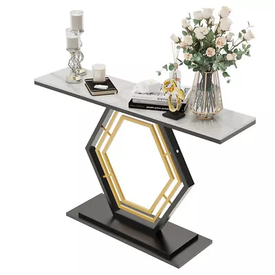 120cm Marble Console Table Hall Display Stand Sofa Table Storagew W Sturdy Legs • £179.91