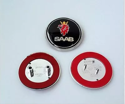 2pcs Saab Front Hood Emblem Badge Decal Symbol 68mm Rear Trunk Logo 9-3 93 95 • $15.99