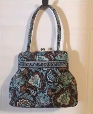 Vera Bradley Alice Baroque Kisslock Double Shoulder Strap Handbag Teal Brown  • $20